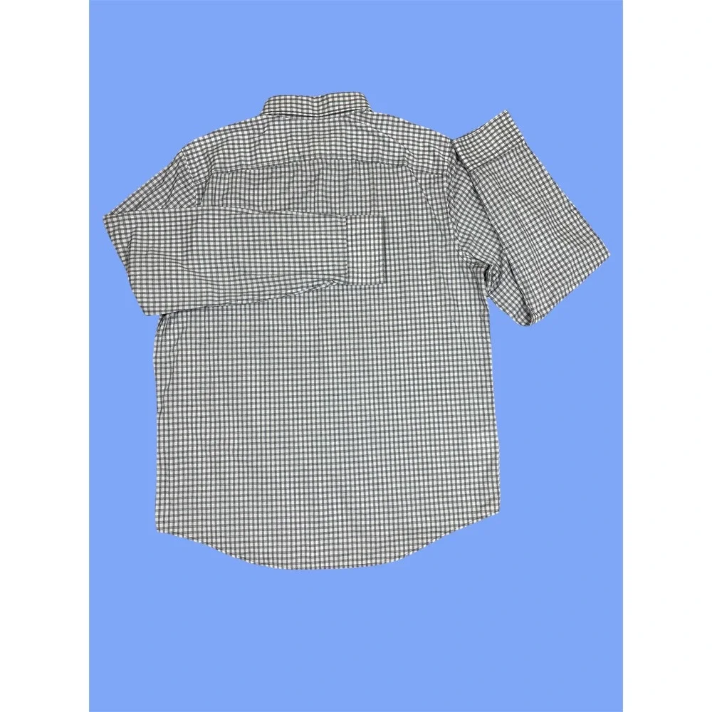 Orig Penguin Gingham Button Down Shirt Men's L/G Blue White Long‎ Sleeve Pocket
